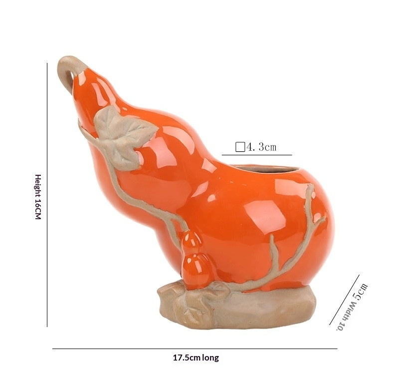 Gourd-shaped ceramic hydroponic vase — unique home decor planter for water propagation