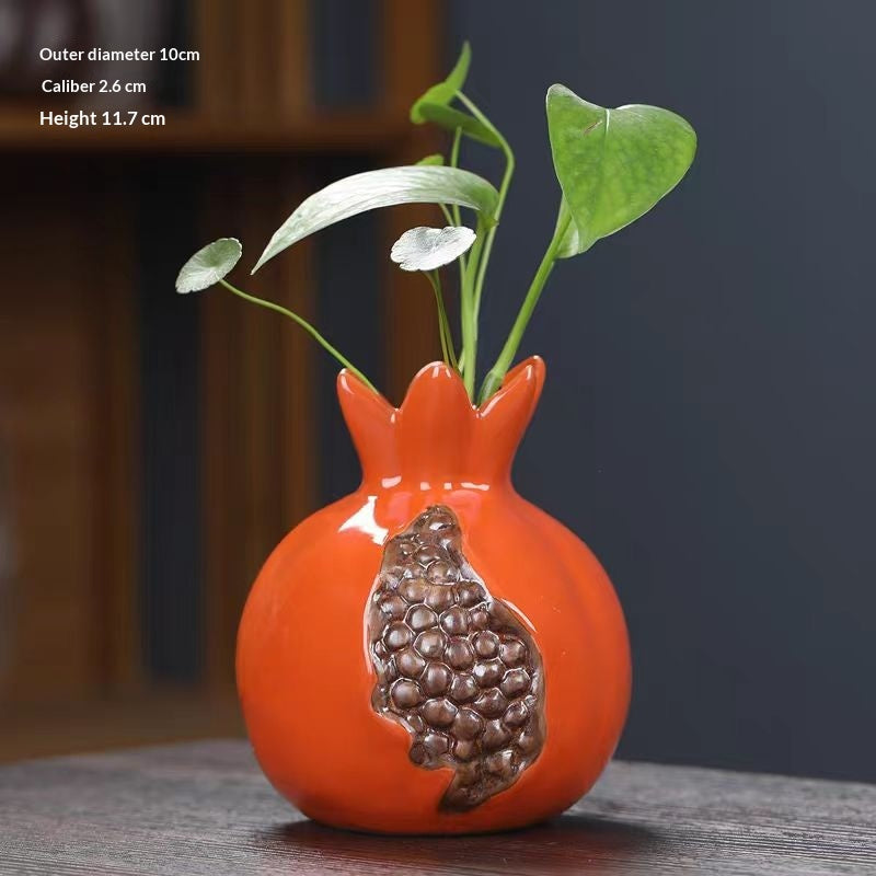 Pomegranate ceramic planter with plant — high-quality kiln-fired ceramic vase